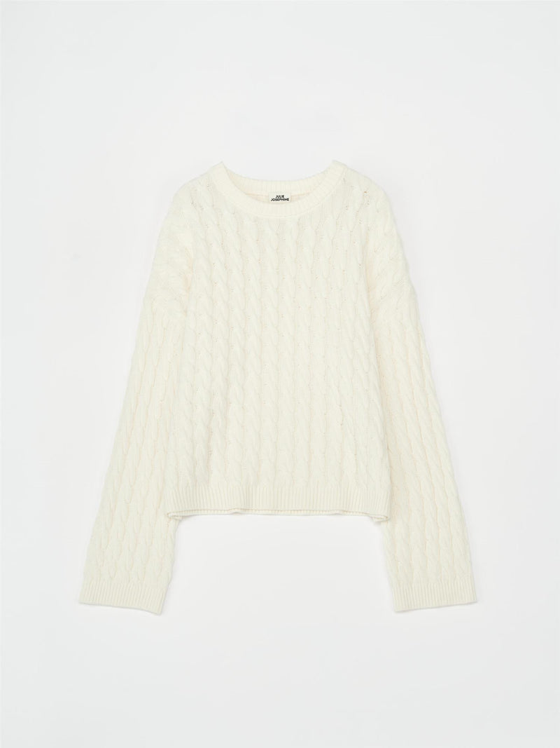 Cable Knit Sweater White Gensere