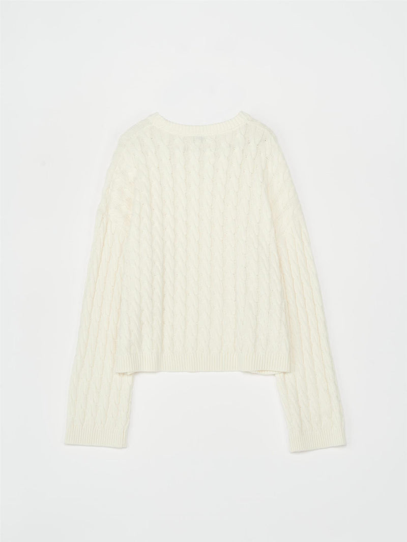 Cable Knit Sweater White Gensere